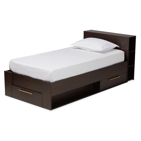 Baxton Studio Carlson Modern and Contemporary Espresso Brown Finished Wood Twin Size 3-Drawer Platform Storage Bed