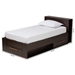 Baxton Studio Carlson Modern and Contemporary Espresso Brown Finished Wood Twin Size 3-Drawer Platform Storage Bed - SEBED1302918-Modi Wenge-Twin