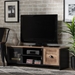 Baxton Studio Connell Modern and Contemporary Industrial Two-Tone Natural Brown and Black Finished Wood and Black Metal 2-Door TV Stand - LOR-001-Natural/Black