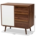 Baxton Studio Grover Mid-Century Modern Two-Tone Cherry Brown and White Finished Wood 1-Door Sideboard Buffet - NAB-003-Cherry/White