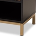 Baxton Studio Uriel Mid-Century Modern Transitional Two-Tone Natural Brown and Black Finished Wood and Brushed Gold Metal 1-Drawer End Table - PAL-007-Natural/Gold/Black