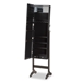 Baxton Studio Ryoko Modern and Contemporary Black Finished Wood Jewelry Armoire with Mirror - JC568-BK-Black