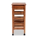 Baxton Studio Crayton Modern and Contemporary Oak Brown Finished Wood and Silver-Tone Metal Mobile Kitchen Storage Cart - LYA20-048-Wooden-Kitchen Cart