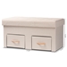 Baxton Studio Gerwin Modern and Contemporary Beige Fabric Upholstered and Oak Brown Finished Wood 2-Drawer Storage Ottoman - 4A-151CR-Beige-Storage Ottoman