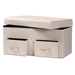 Baxton Studio Gerwin Modern and Contemporary Beige Fabric Upholstered and Oak Brown Finished Wood 2-Drawer Storage Ottoman - 4A-151CR-Beige-Storage Ottoman
