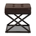 Baxton Studio Magnus Modern and Contemporary Dark Brown Faux Leather Upholstered and Black Metal Ottoman Stool - TY-008BR-Dark Brown/Metal-Stool