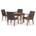 Baxton Studio Theresa Mid-Century Modern Dark Grey Fabric Upholstered and Walnut Brown Finished Wood 5-Piece Dining Set
