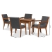 Baxton Studio Theresa Mid-Century Modern Dark Grey Fabric Upholstered and Walnut Brown Finished Wood 5-Piece Dining Set - BBT5390-Dark Grey/Walnut-5PC Dining Set