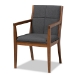 Baxton Studio Theresa Mid-Century Modern Dark Grey Fabric Upholstered and Walnut Brown Finished Wood 5-Piece Dining Set - BBT5390-Dark Grey/Walnut-5PC Dining Set