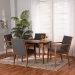Baxton Studio Theresa Mid-Century Modern Dark Grey Fabric Upholstered and Walnut Brown Finished Wood 5-Piece Dining Set - BBT5390-Dark Grey/Walnut-5PC Dining Set