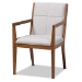 Baxton Studio Theresa Mid-Century Modern Greyish Beige Fabric Upholstered and Walnut Brown Finished Wood 5-Piece Dining Set - BBT5390-Greyish Beige/Walnut-5PC Dining Set