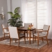 Baxton Studio Theresa Mid-Century Modern Greyish Beige Fabric Upholstered and Walnut Brown Finished Wood 5-Piece Dining Set - BBT5390-Greyish Beige/Walnut-5PC Dining Set