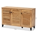 Baxton Studio Coolidge Modern and Contemporary Oak Brown Finished Wood 3-Door Shoe Storage Cabinet - FP-04LV-Wotan Oak