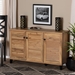 Baxton Studio Coolidge Modern and Contemporary Oak Brown Finished Wood 3-Door Shoe Storage Cabinet - FP-04LV-Wotan Oak