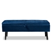 Baxton Studio Caine Modern and Contemporary Navy Blue Velvet Fabric Upholstered and Dark Brown Finished Wood Storage Bench - FZD020108-Navy Blue Velvet-Bench