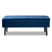 Baxton Studio Caine Modern and Contemporary Navy Blue Velvet Fabric Upholstered and Dark Brown Finished Wood Storage Bench - FZD020108-Navy Blue Velvet-Bench