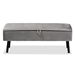 Baxton Studio Caine Modern and Contemporary Grey Velvet Fabric Upholstered and Dark Brown Finished Wood Storage Bench - FZD020108-Grey Velvet-Bench