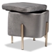 Baxton Studio Aleron Contemporary Glam and Luxe Grey Velvet Fabric Upholstered and Gold Finished Metal Storage Ottoman - FZD200336-Grey Velvet-Ottoman