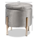Baxton Studio Malina Contemporary Glam and Luxe Grey Velvet Fabric Upholstered and Gold Finished Metal Storage Ottoman - FZD200335-Grey Velvet-Ottoman