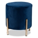 Baxton Studio Thurman Contemporary Glam and Luxe Navy Blue Velvet Fabric Upholstered and Gold Finished Metal Ottoman
