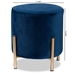 Baxton Studio Thurman Contemporary Glam and Luxe Navy Blue Velvet Fabric Upholstered and Gold Finished Metal Ottoman - FZD190717-Navy Blue Velvet-Ottoman