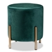Baxton Studio Thurman Contemporary Glam and Luxe Green Velvet Fabric Upholstered and Gold Finished Metal Ottoman