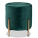 Baxton Studio Thurman Contemporary Glam and Luxe Green Velvet Fabric Upholstered and Gold Finished Metal Ottoman - FZD190717-Green Velvet-Ottoman