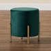 Baxton Studio Thurman Contemporary Glam and Luxe Green Velvet Fabric Upholstered and Gold Finished Metal Ottoman - FZD190717-Green Velvet-Ottoman