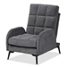 Baxton Studio Belden Modern and Contemporary Grey Velvet Fabric Upholstered and Black Metal 2-Piece Recliner Chair and Ottoman Set - T-3-Velvet Grey-Chair/Footstool Set