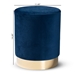 Baxton Studio Chaela Contemporary Glam and Luxe Navy Blue Velvet Fabric Upholstered and Gold Finished Metal Ottoman - FZD020219-Navy Blue Velvet-Ottoman