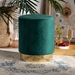 Baxton Studio Chaela Contemporary Glam and Luxe Green Velvet Fabric Upholstered and Gold Finished Metal Ottoman - FZD020219-Green Velvet-Ottoman