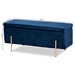 Baxton Studio Rockwell Contemporary Glam and Luxe Navy Blue Velvet Fabric Upholstered and Gold Finished Metal Storage Bench - FZD0223-Navy Blue Velvet-Bench