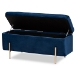 Baxton Studio Rockwell Contemporary Glam and Luxe Navy Blue Velvet Fabric Upholstered and Gold Finished Metal Storage Bench - FZD0223-Navy Blue Velvet-Bench