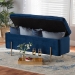 Baxton Studio Rockwell Contemporary Glam and Luxe Navy Blue Velvet Fabric Upholstered and Gold Finished Metal Storage Bench - FZD0223-Navy Blue Velvet-Bench