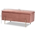 Baxton Studio Rockwell Contemporary Glam and Luxe Blush Pink Velvet Fabric Upholstered and Gold Finished Metal Storage Bench - FZD0223-Blush Pink Velvet-Bench