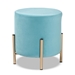 Baxton Studio Thurman Contemporary Glam and Luxe Sky Blue Velvet Fabric Upholstered and Gold Finished Metal Ottoman