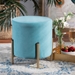 Baxton Studio Thurman Contemporary Glam and Luxe Sky Blue Velvet Fabric Upholstered and Gold Finished Metal Ottoman - FZD190717-Light Blue Velvet-Ottoman