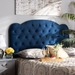 Baxton Studio Clovis Modern and Contemporary Navy Blue Velvet Fabric Upholstered Full Size Headboard - Clovis-Navy Blue Velvet-HB-Full