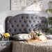 Baxton Studio Clovis Modern and Contemporary Grey Velvet Fabric Upholstered King Size Headboard - Clovis-Grey Velvet-HB-King
