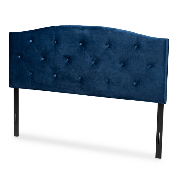 Baxton Studio Leone Modern and Contemporary Navy Blue Velvet Fabric Upholstered Queen Size Headboard
