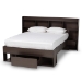 Baxton Studio Dexton Modern and Contemporary Dark Brown Finished Wood Queen Size Platform Storage Bed - SEBED13031026-Modi Wenge-Queen