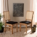 Baxton Studio Idris Mid-Century Modern Black Fabric Upholstered and Oak brown Finished 2-Piece Rattan Dining Chair Set - SK9004-Oak-DC-2PK