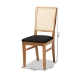 Baxton Studio Idris Mid-Century Modern Black Fabric Upholstered and Oak brown Finished 2-Piece Rattan Dining Chair Set - SK9004-Oak-DC-2PK