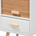 Baxton Studio Nansen Mid-Century Modern Two-Tone White and Oak Brown Finished Wood and Bamboo 1-Drawer Nightstand - 6182-Pine/Bamboo-NS