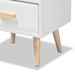 Baxton Studio Nansen Mid-Century Modern Two-Tone White and Oak Brown Finished Wood and Bamboo 1-Drawer Nightstand - 6182-Pine/Bamboo-NS