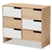 Baxton Studio Eben Modern and Contmeporary Two-Tone White and Oak Brown Finished Wood 6-Drawer Storage Cabinet