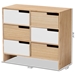 Baxton Studio Eben Modern and Contmeporary Two-Tone White and Oak Brown Finished Wood 6-Drawer Storage Cabinet - 7648-Oak/White-6DW Dresser