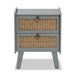 Baxton Studio Waller Mid-Century Modern Natural Rattan and Grey Finished Wood 2-Drawer End Table - 7633-Grey/Rattan-ET