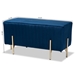 Baxton Studio Helaine Contemporary Glam and Luxe Navy Blue Fabric Upholstered and Gold Metal Bench Ottoman - FZD200124-Navy Blue-Bench