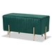 Baxton Studio Helaine Contemporary Glam and Luxe Green Fabric Upholstered and Gold Metal Bench Ottoman